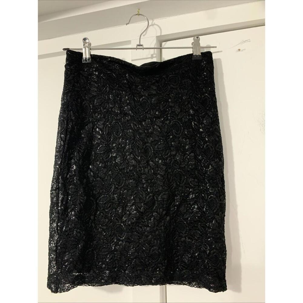 H&M Small Black Lace Pencil Skirt New Without Tags Zip 70% Viscose 30 Polyamide